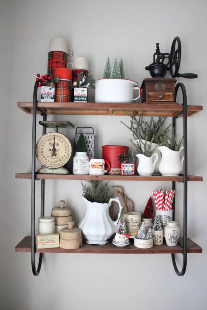 Vintage Christmas Dining Shelves