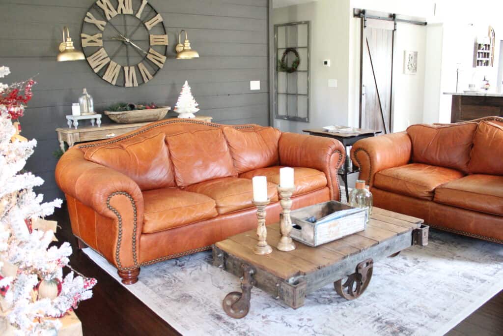 Vintage Leather Sofa in Living Room