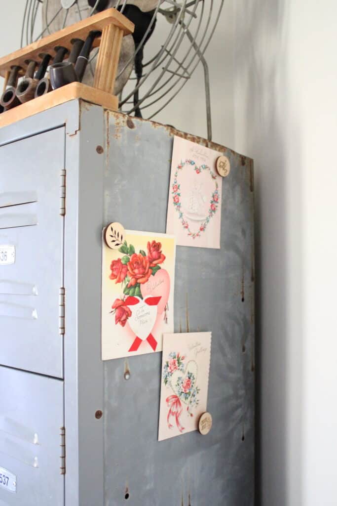 Close Up of Vintage Valentine Cards on Locker