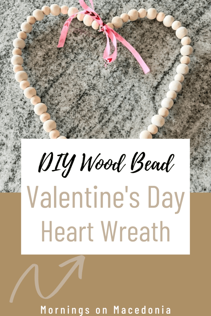 DIY Wood Bead Valentine's Day Heart Wreath
