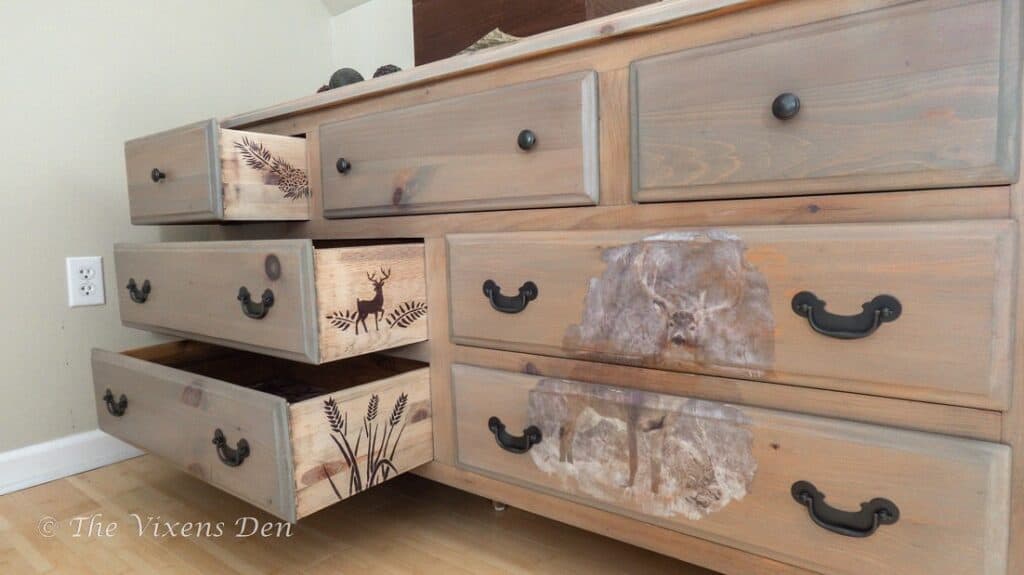 Deer Dresser Drawer Detail Pulls and Deer Detail-the vixens den