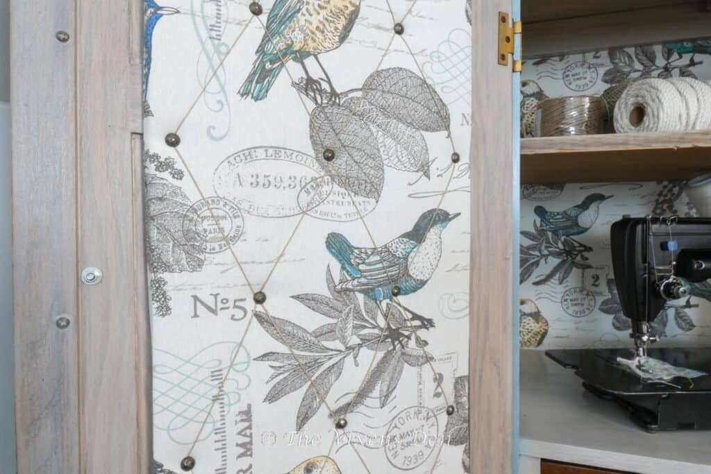 Fabric Covered Craft Cabinet Bulletin Board Doors-The Vixens Den