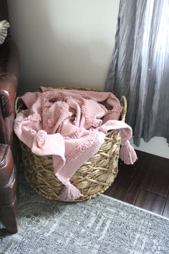 Pink Throw in Basket