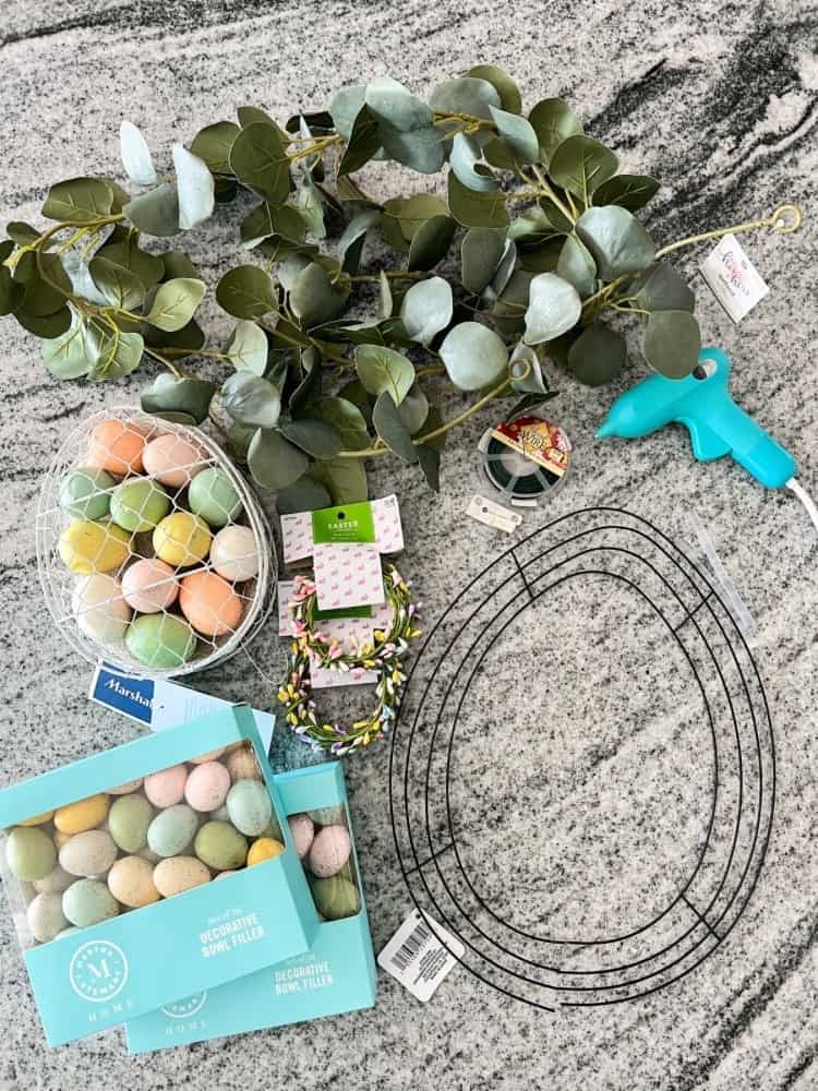 Materials Needed for Dollar Tree DIY Easter Wreath