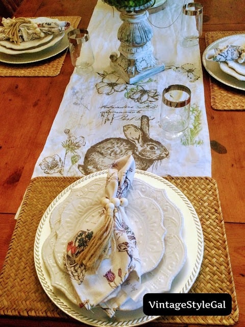 Vintage Style Gal table setting for Easter