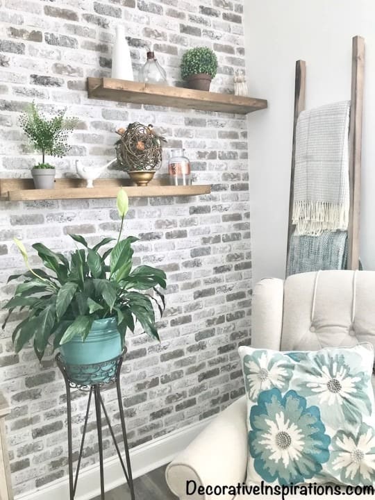 White Living Room Reveal with Brick Accent Wall - Decorative InspirationsWhite Living Room Reveal with Brick Accent Wall - Decorative Inspirations