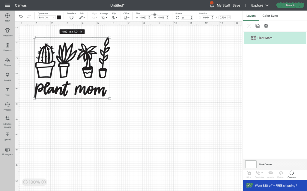 Cricut Design Space Plant Mom Image