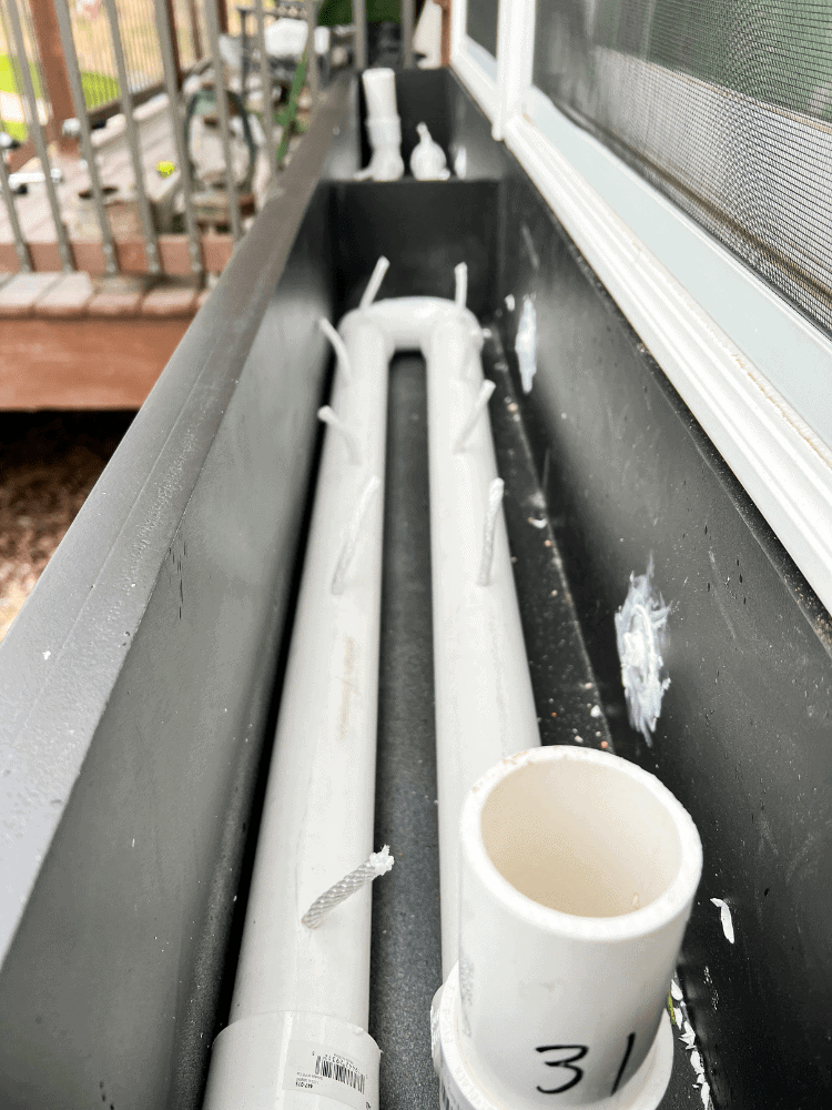 PVC Pipe in Window Box For Self Watering