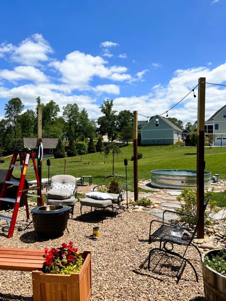 Staining the Wooden Posts