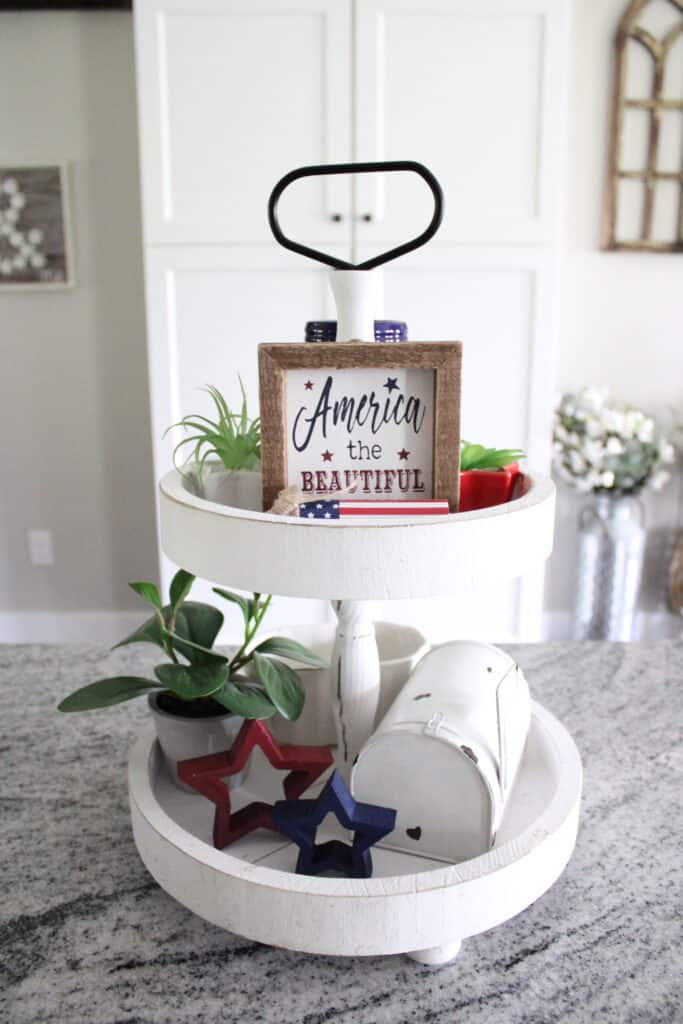 Patriotic Tiered Tray in Kitchen