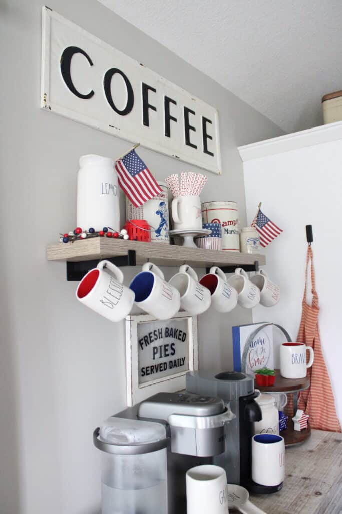 Side View of Patriotic Coffee Bar in Kitchen