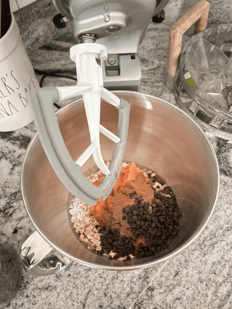 Mixing Pumpkin chocolate Chip Cookie Dough