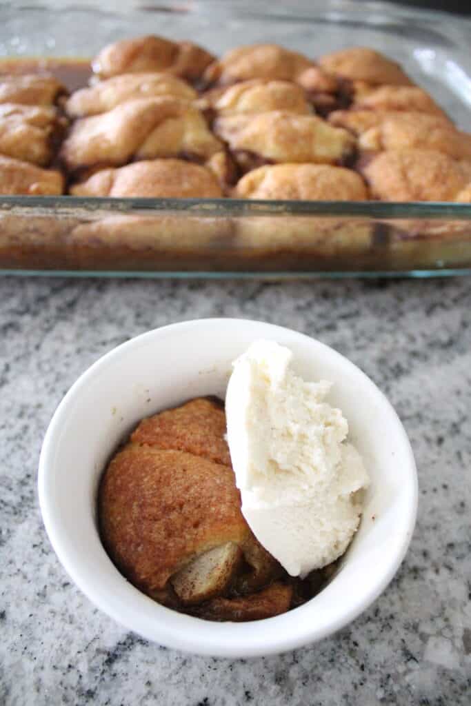 Finished Apple Dumpling With Vanilla Ice Cream