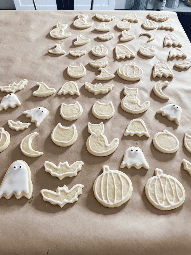 Halloween Cookies Outlined With Icing