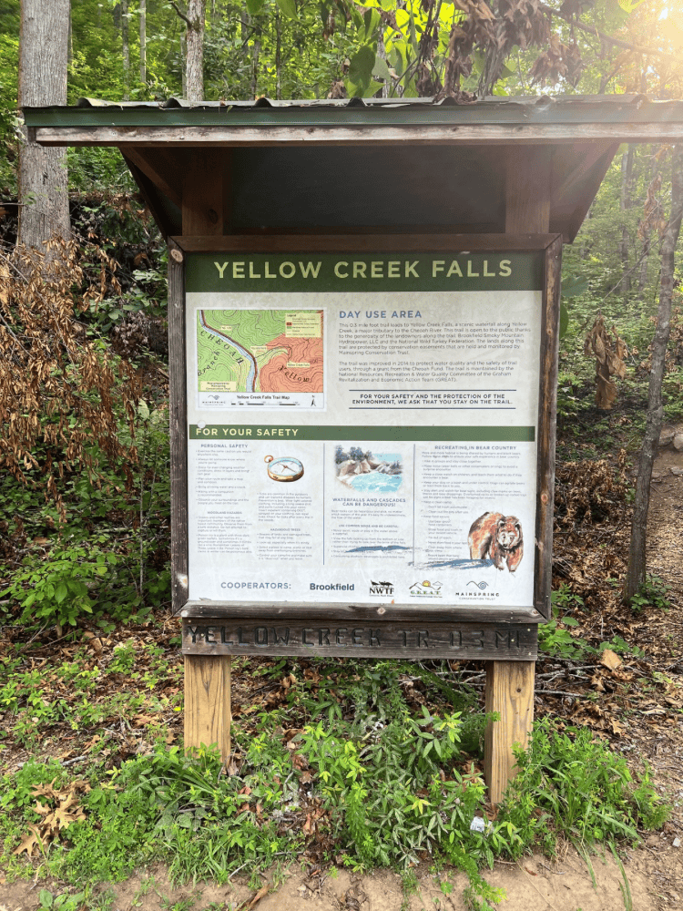 Yellow Creek Falls Sign