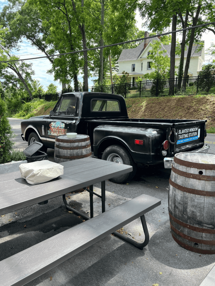 Outdoor Dining at Slanted Window