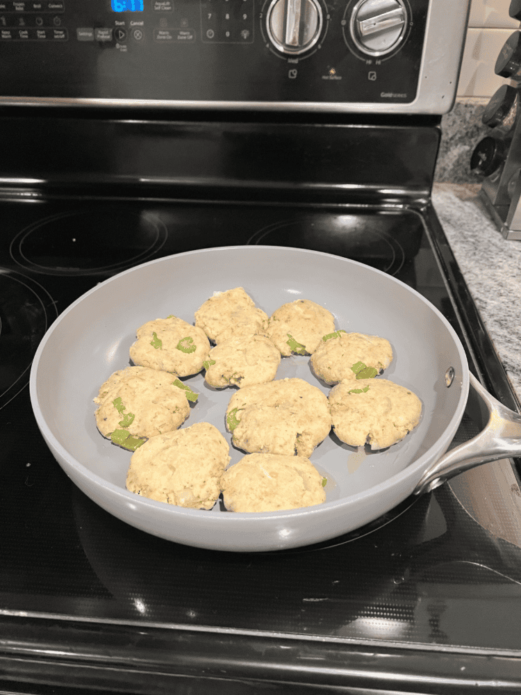 Frying Cornbread Dressing Patties