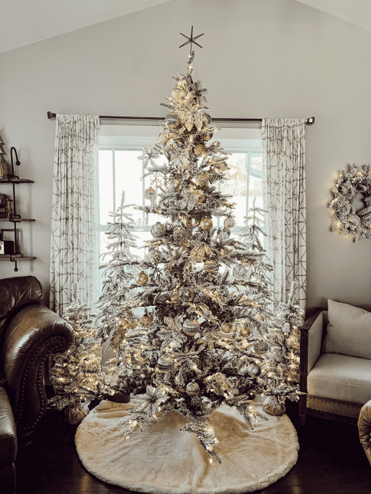 Gold Christmas Tree in Living Room