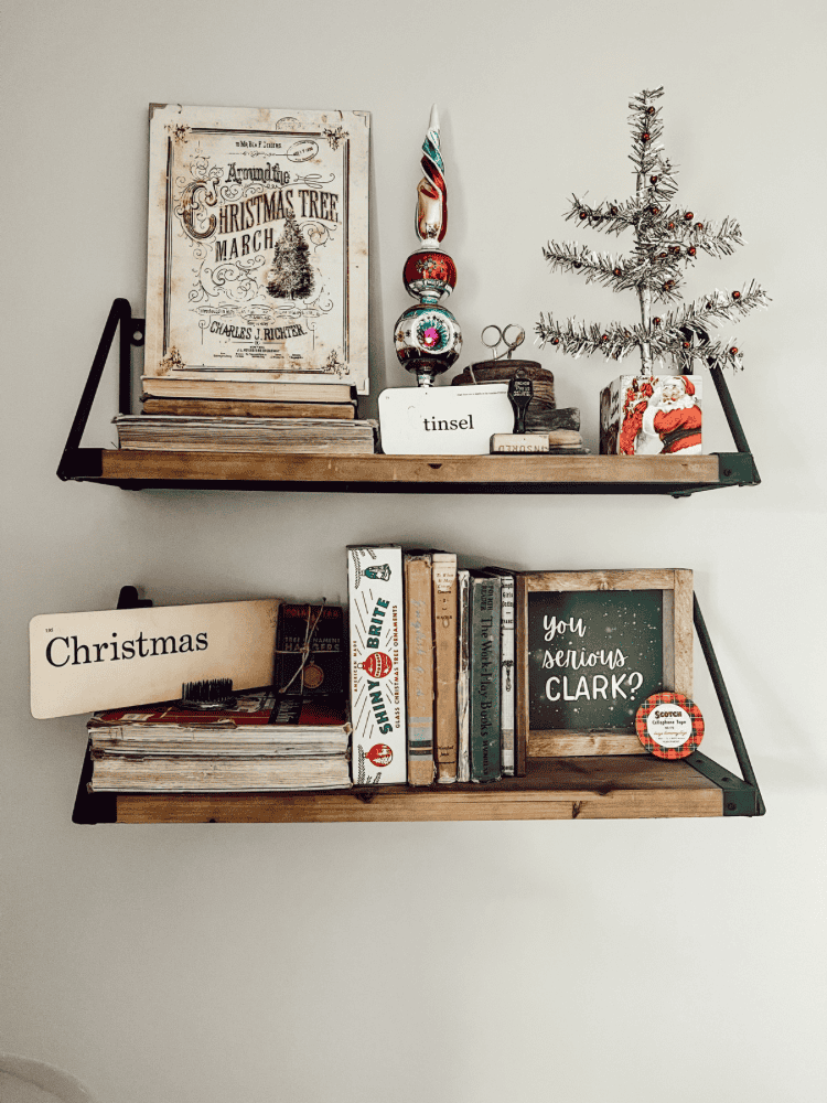 Vintage Office Christmas Shelves