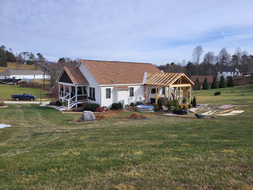 Backyard Porch Being Built.