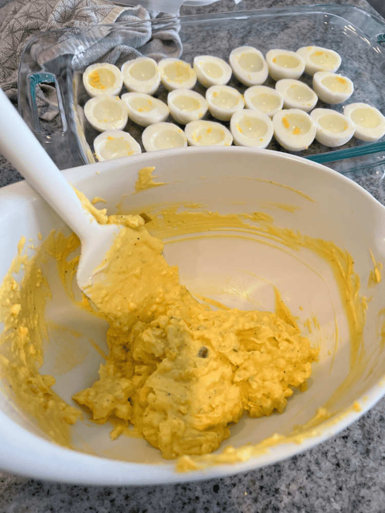 Mixing Deviled Egg Mixture