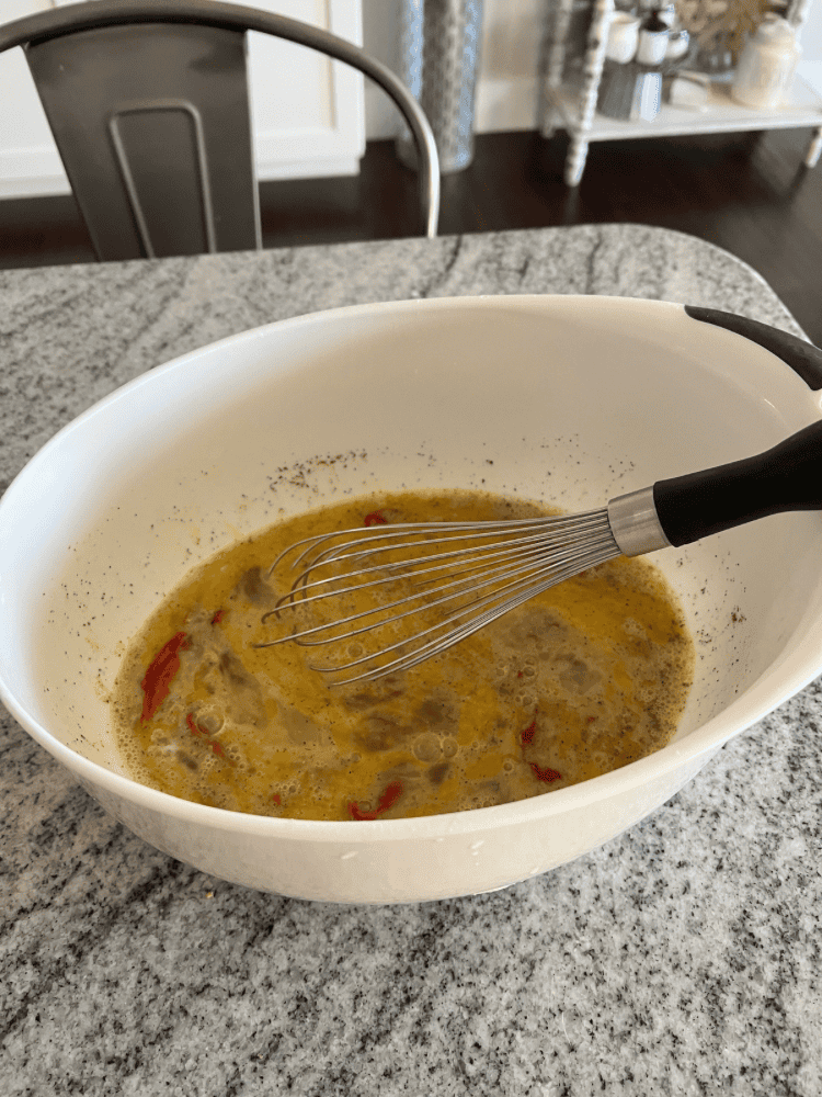 Mixing Ingredients For Vegetable Frittata