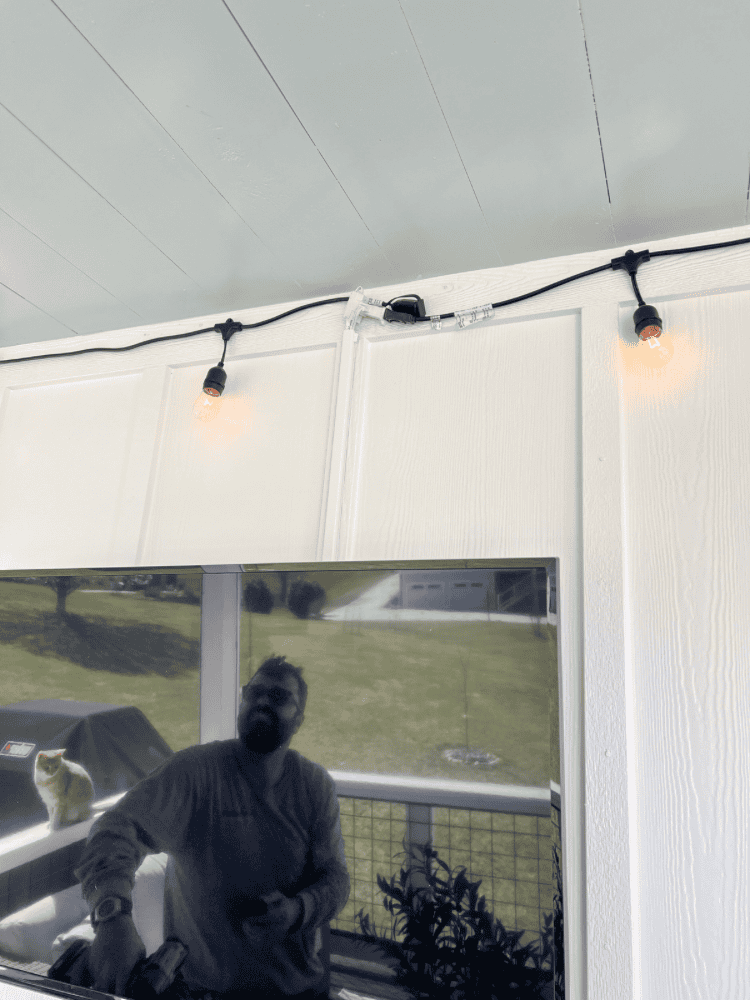 String Lights on Screened In Porch