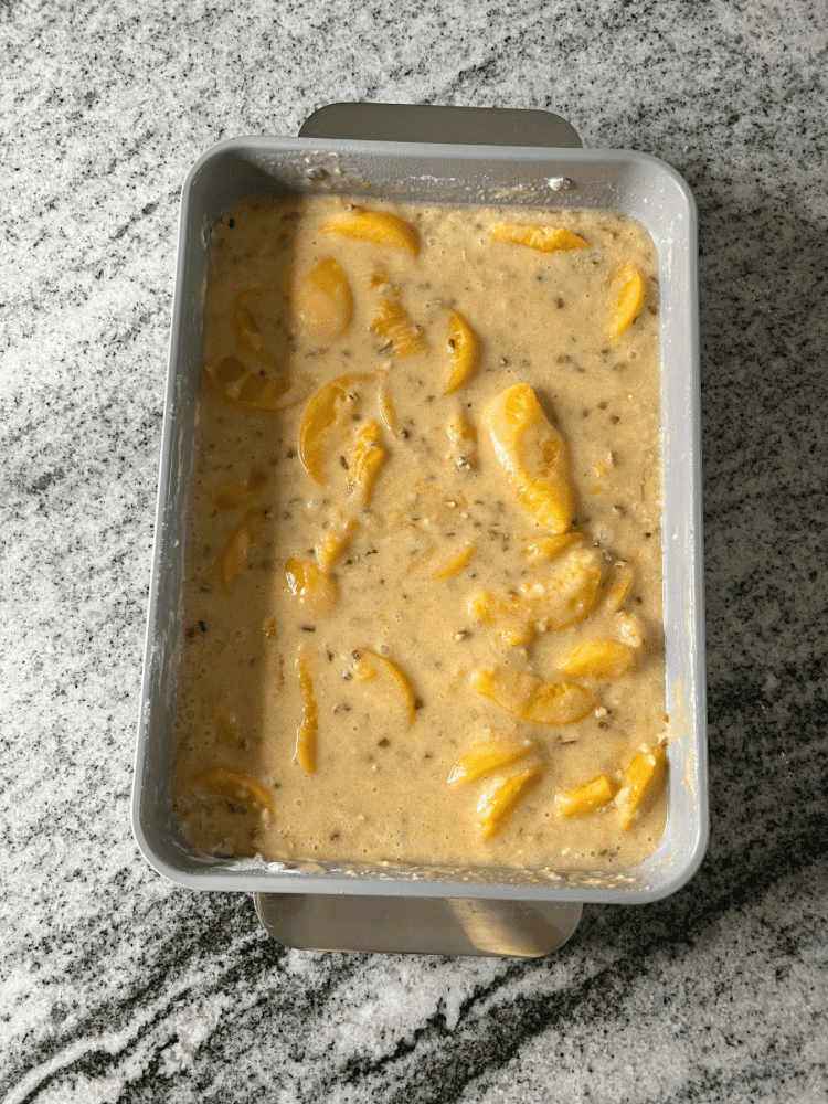 Before Baking Peach Dump Cake