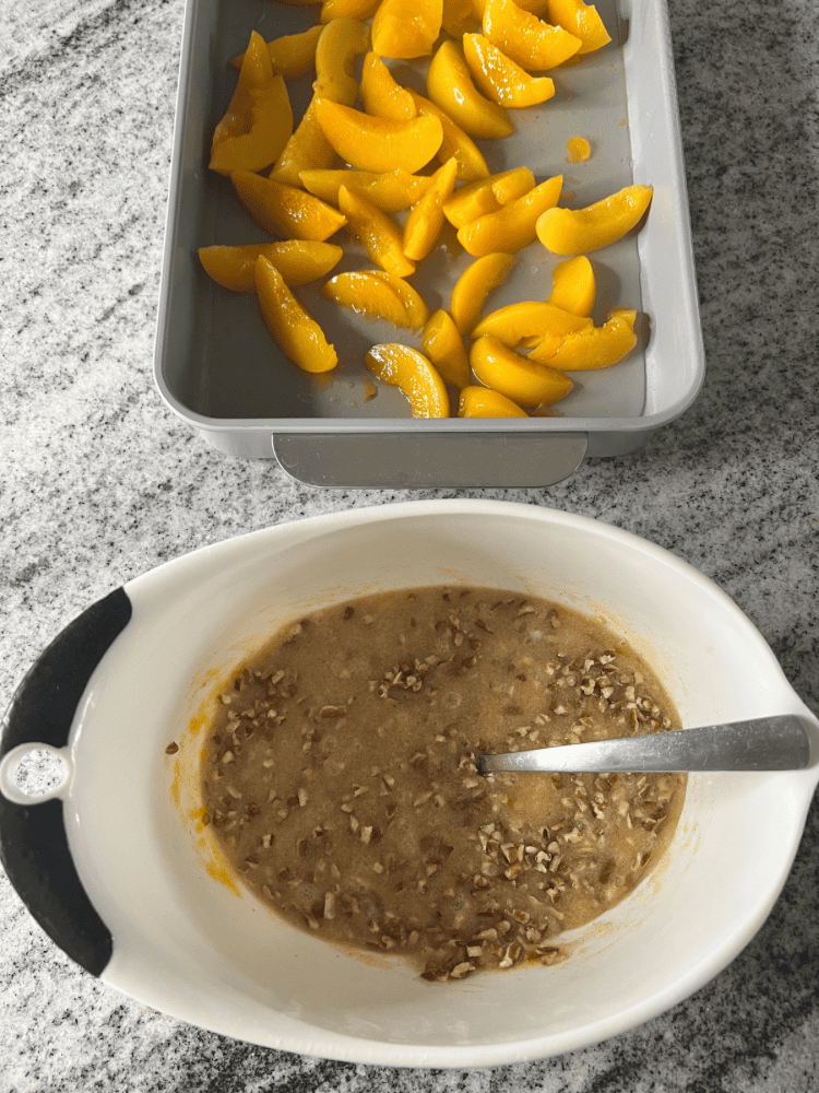 Making Peach Dump Cake