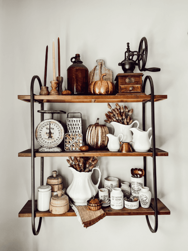 Fall Dining Room Shelves