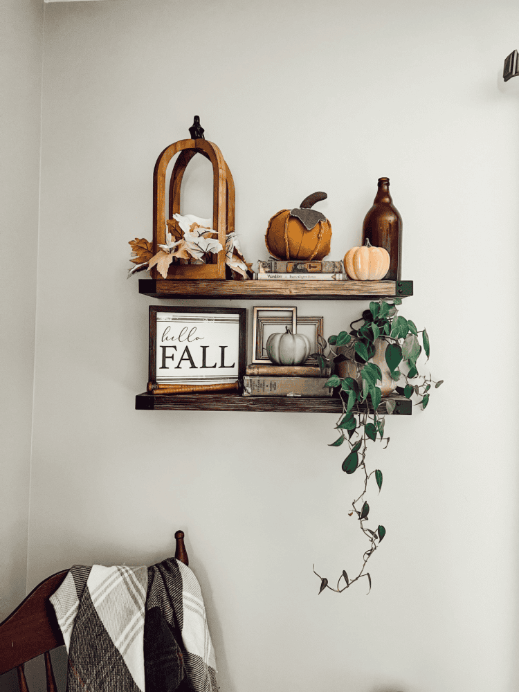 Fall Shevles in Guest Bedroom