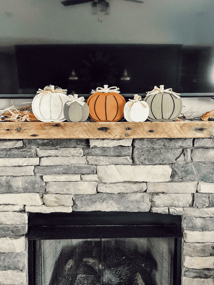 Pumpkins on Mantel