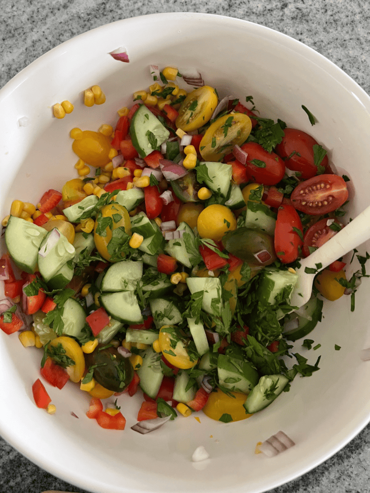 Making Black Eye Pea Salad