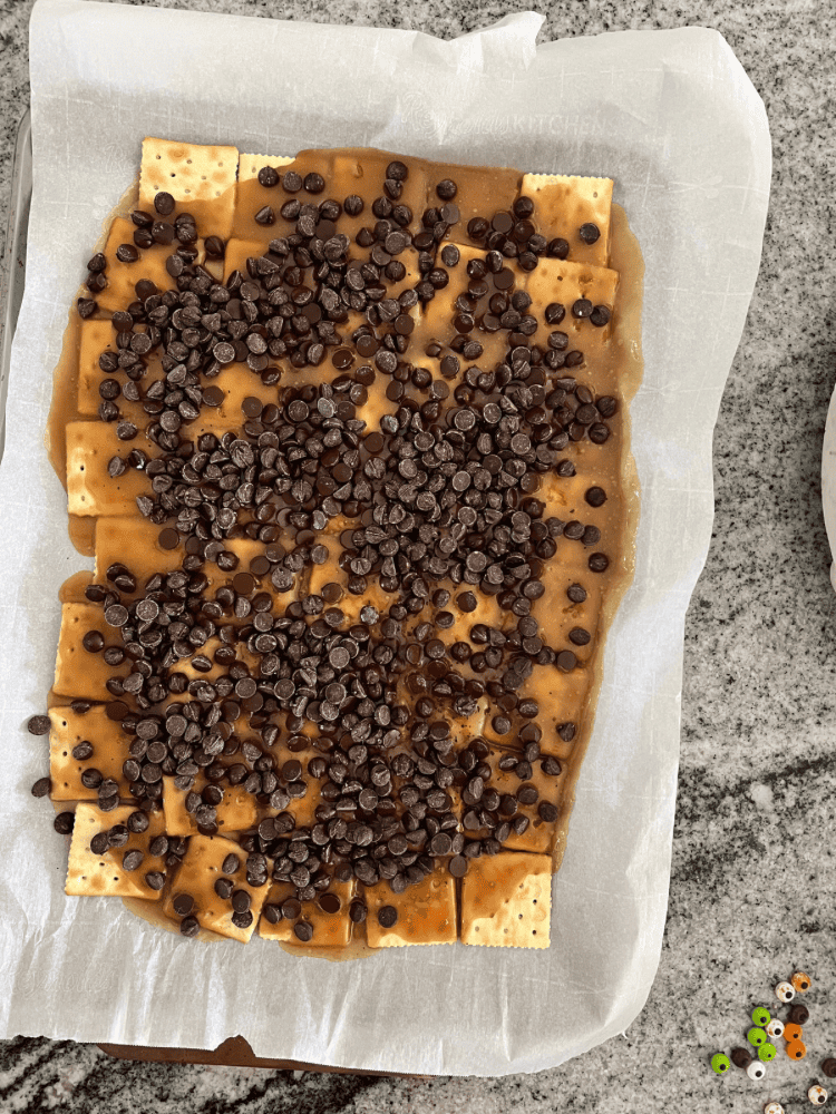 Chocolate Chips on Crackers