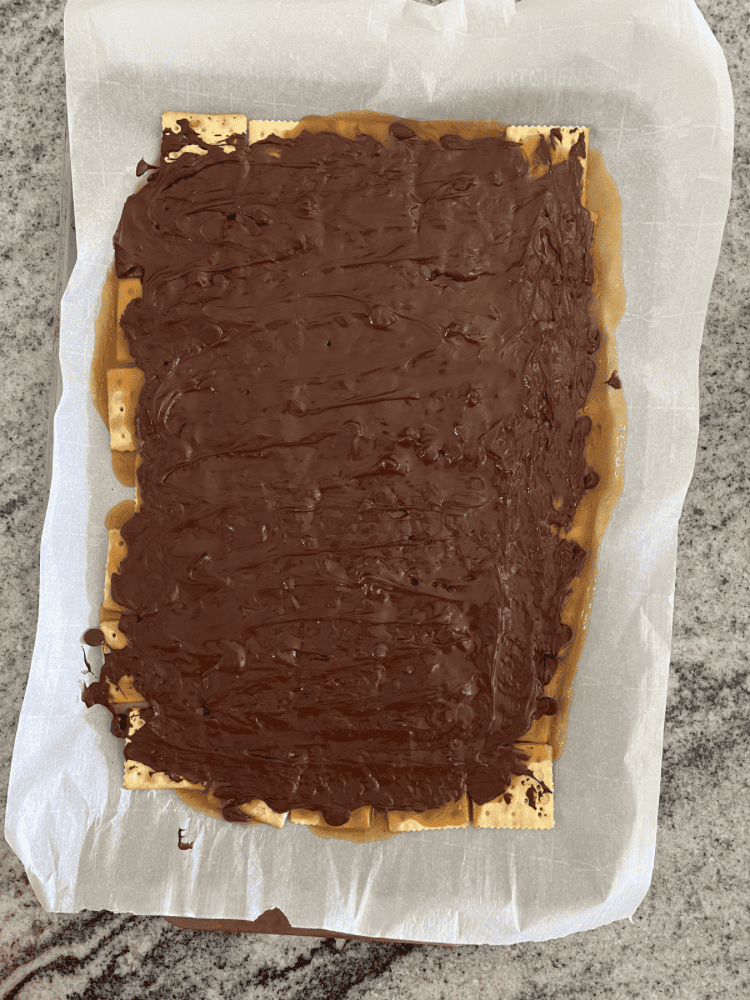 Melted Chocolate on Crackers