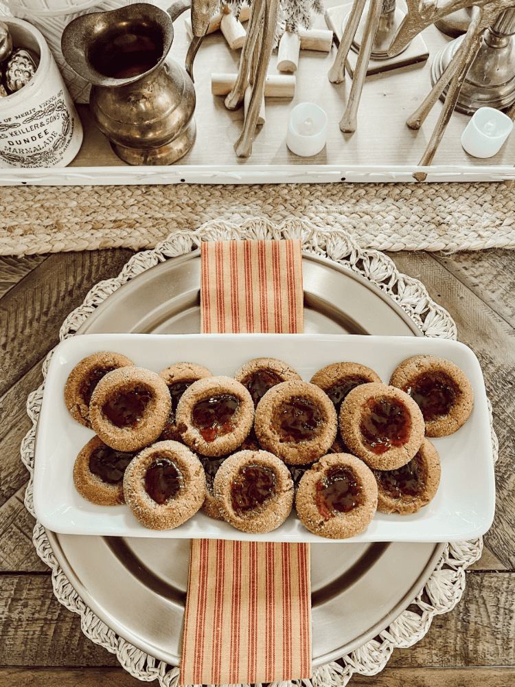 Gingerbread Thumbprint Cookies With Raspberry Jelly