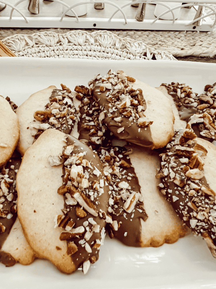 Finished Chocolate Dipped Shortbread Cookies