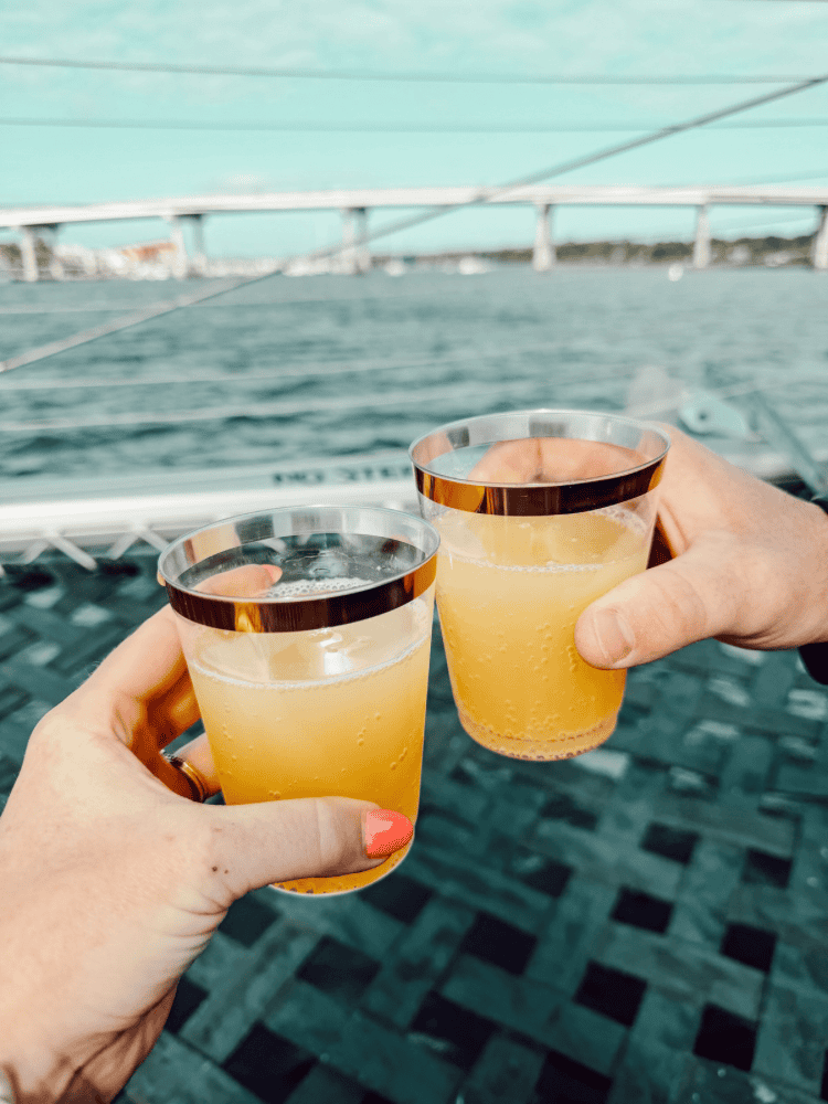Mimosas on Sailboat