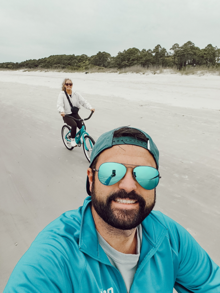 Us Biking On Beach