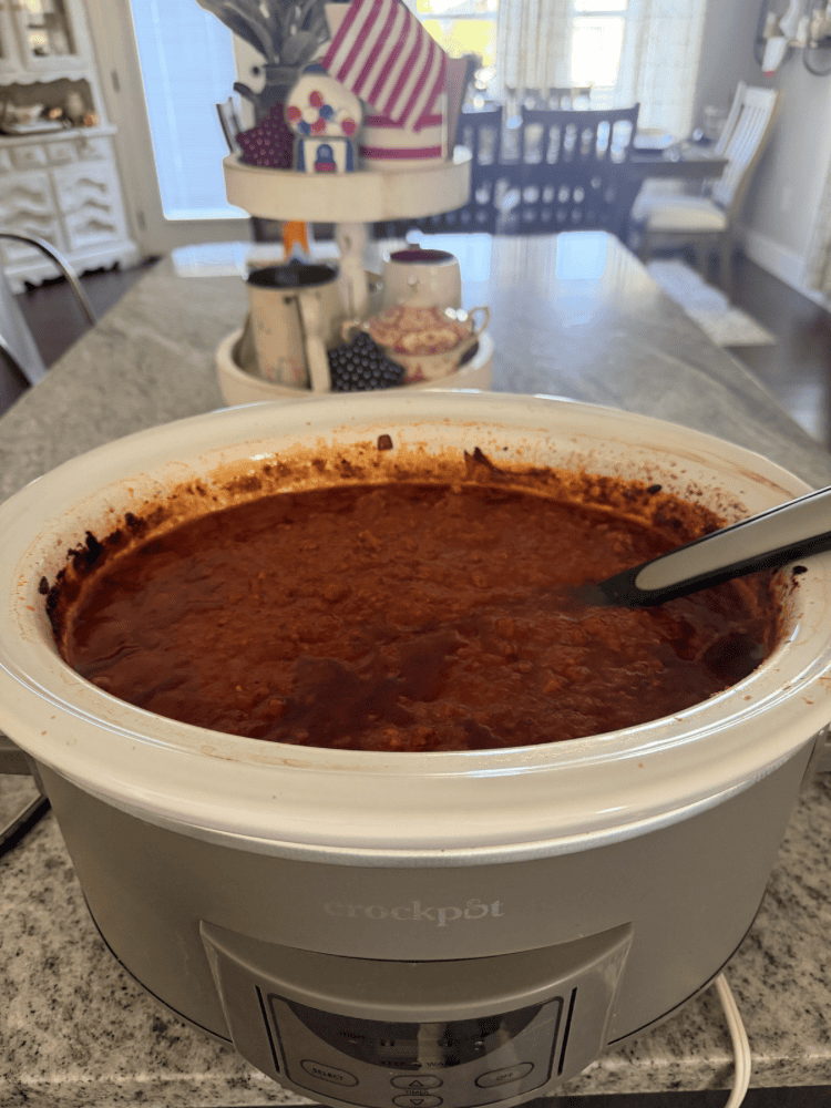 Finished Crockpot Spaghetti Sauce