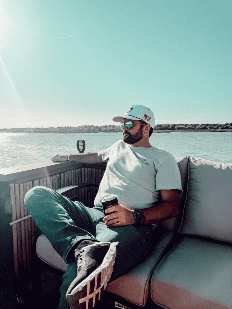 Logan in Tiki Boat