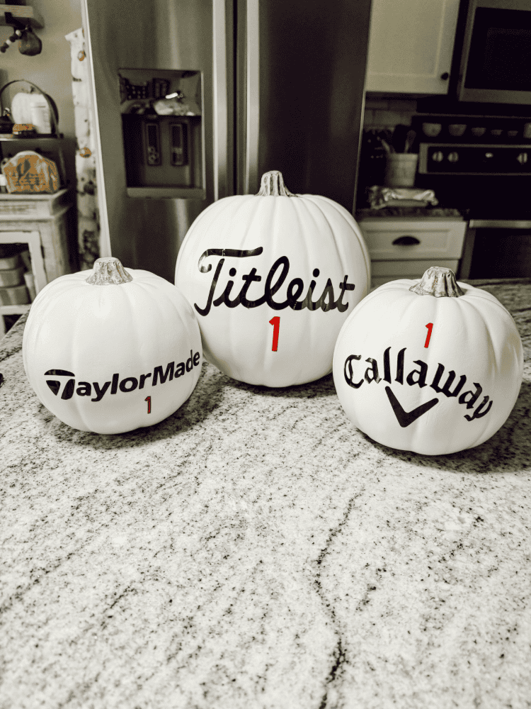 Finished DIY Golf Pumpkins